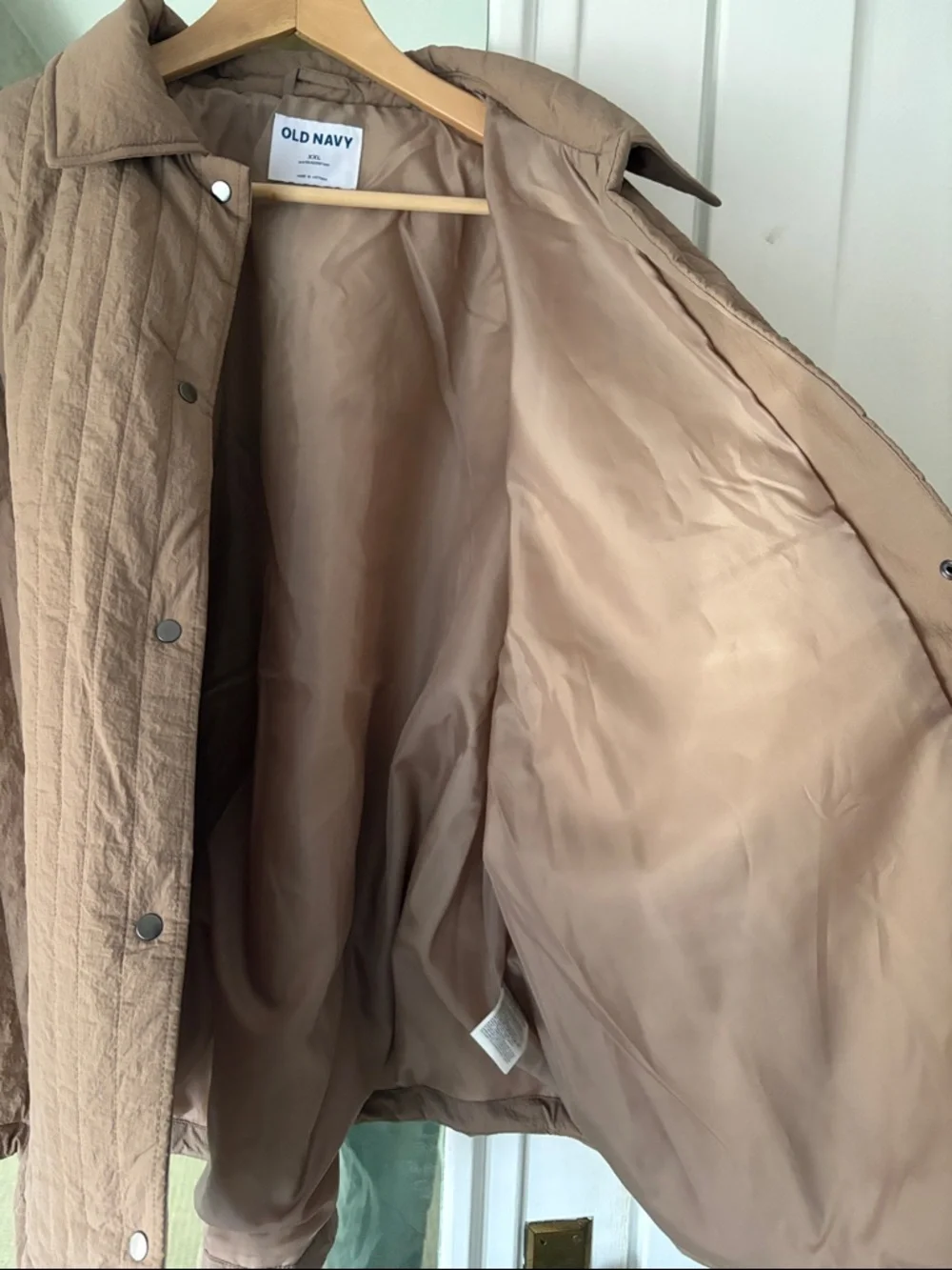 NWT Old Navy Quilted Oversized Lightweight Brown Jacket Water Resistant - Picture 7 of 8